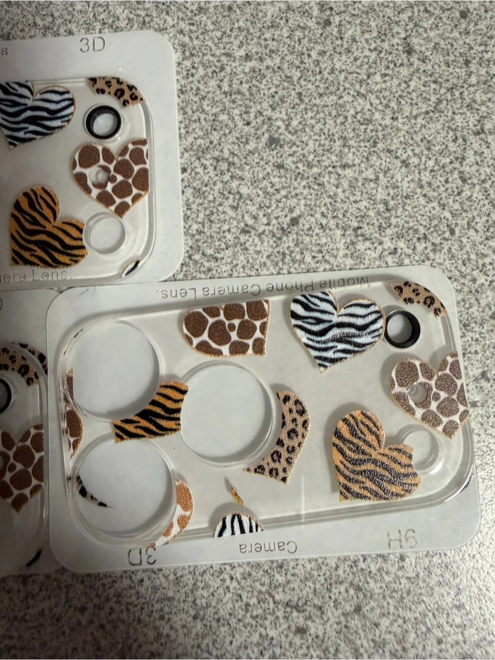 Clear camera protector with Animal Print Hearts